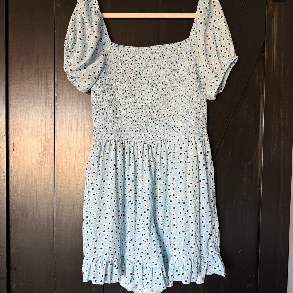 Sky Blue Floral Romper